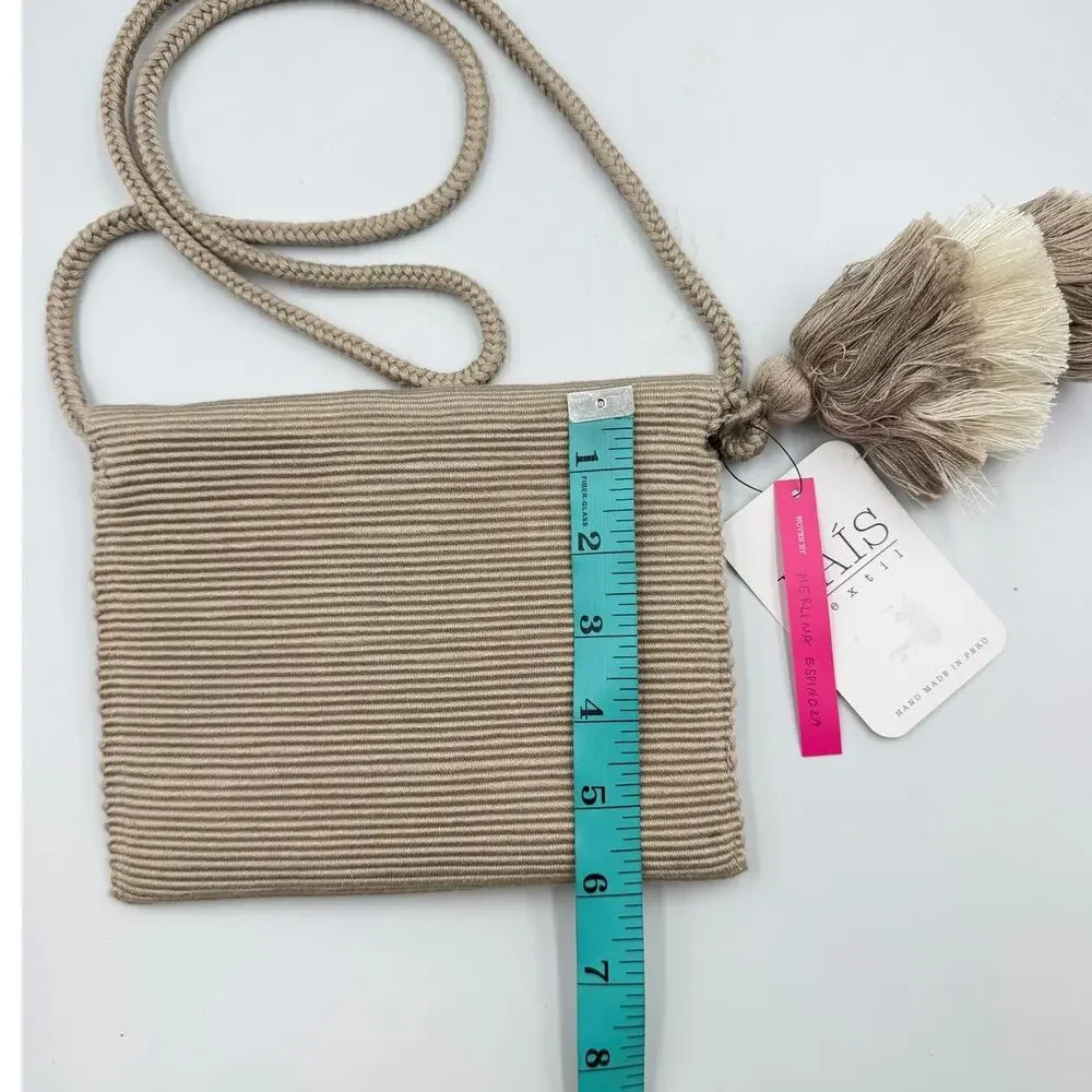 Pais Textil Ande NWT Beige 100% Cotton Woven Handmade Crossbody Foldover Purse